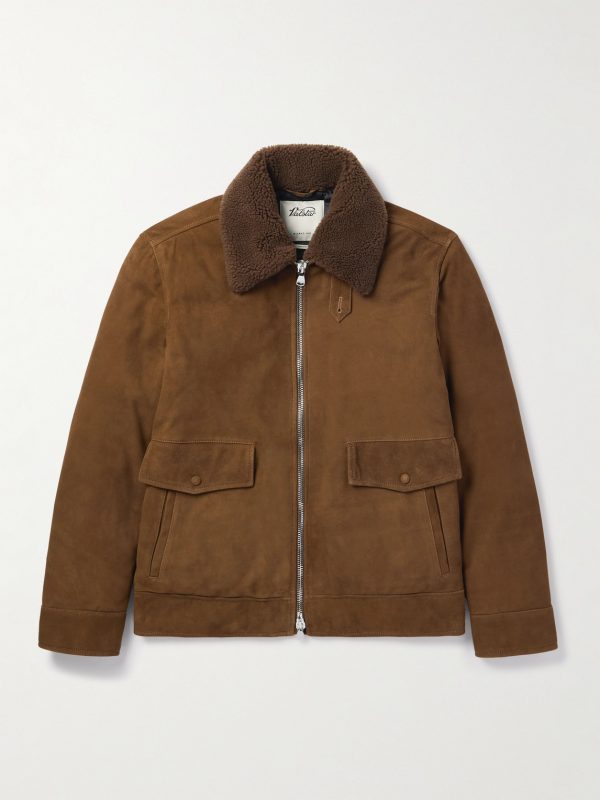 Shearling-Trimmed Suede Down Jacket Shearling-Trimmed Suede Down Jacket