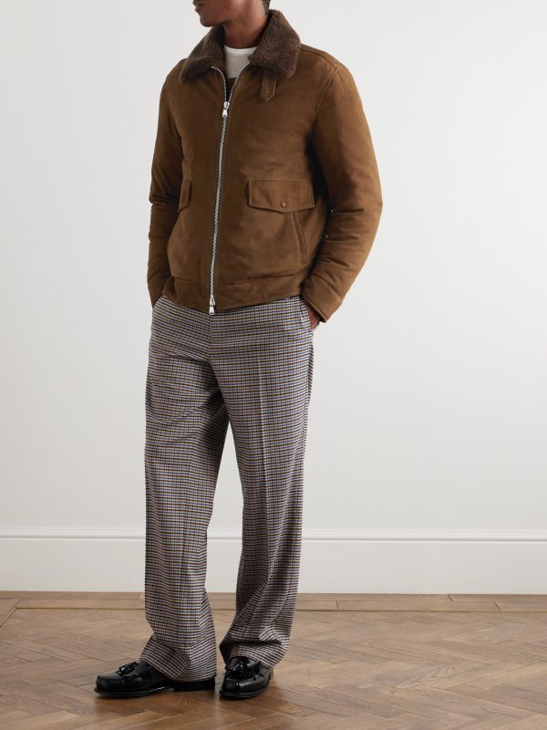 Shearling-Trimmed Suede Down Jacket - OU Shearling-Trimmed Suede Down Jacket - OU
