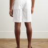 Straight-Leg Herringbone Striped Silk-Seersucker Shorts - BK Straight-Leg Herringbone Striped Silk-Seersucker Shorts - BK
