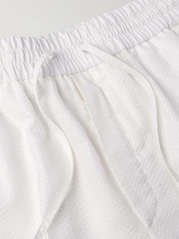 Straight-Leg Herringbone Striped Silk-Seersucker Shorts - CU Straight-Leg Herringbone Striped Silk-Seersucker Shorts - CU