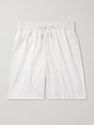 Straight-Leg Herringbone Striped Silk-Seersucker Shorts Straight-Leg Herringbone Striped Silk-Seersucker Shorts