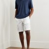 Straight-Leg Herringbone Striped Silk-Seersucker Shorts - OU Straight-Leg Herringbone Striped Silk-Seersucker Shorts - OU