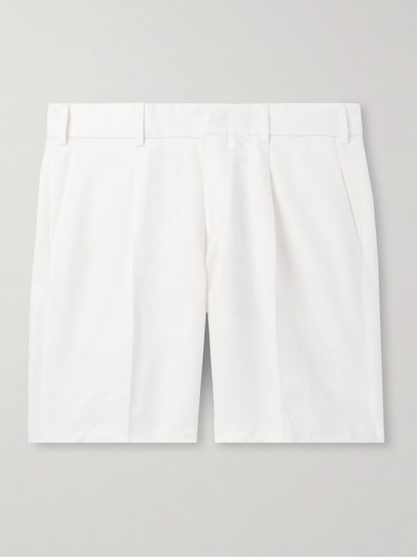 Pienza Slim-Fit Straight-Leg Pleated Linen and Cotton-Blend Twill Shorts Pienza Slim-Fit Straight-Leg Pleated Linen and Cotton-Blend Twill Shorts