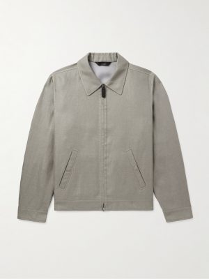 Linen-Blend Bomber Jacket