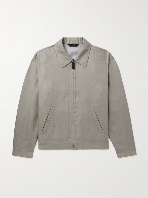 Linen-Blend Bomber Jacket Linen-Blend Bomber Jacket