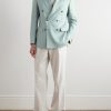 Double-Breasted Herringbone Linen, Wool and Silk-Blend Suit Jacket - OU Double-Breasted Herringbone Linen, Wool and Silk-Blend Suit Jacket - OU