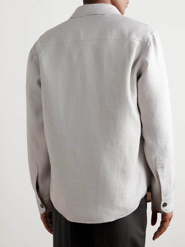 Linen-Blend Twill Overshirt - BK Linen-Blend Twill Overshirt - BK