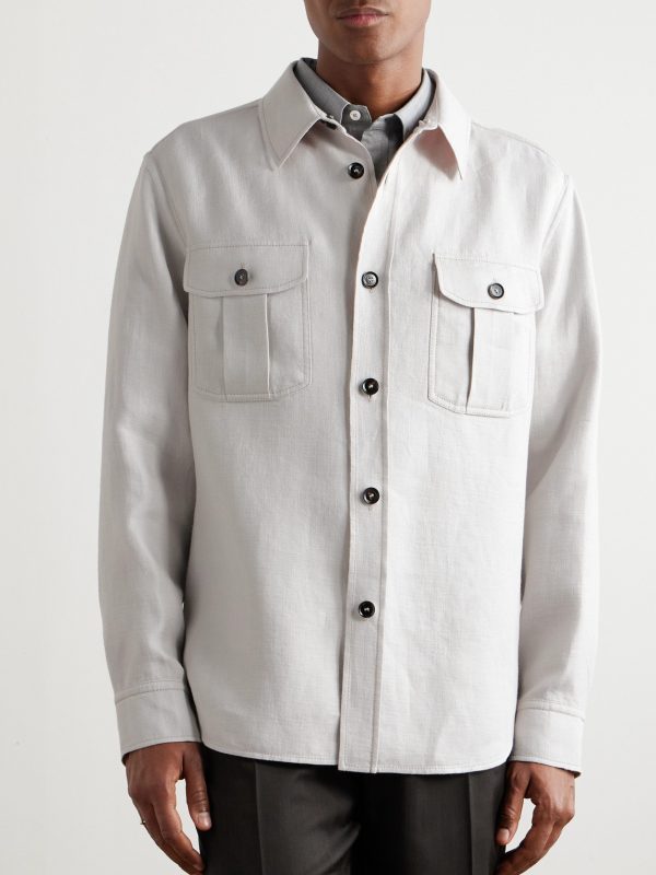 Linen-Blend Twill Overshirt - FR Linen-Blend Twill Overshirt - FR