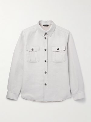 Linen-Blend Twill Overshirt