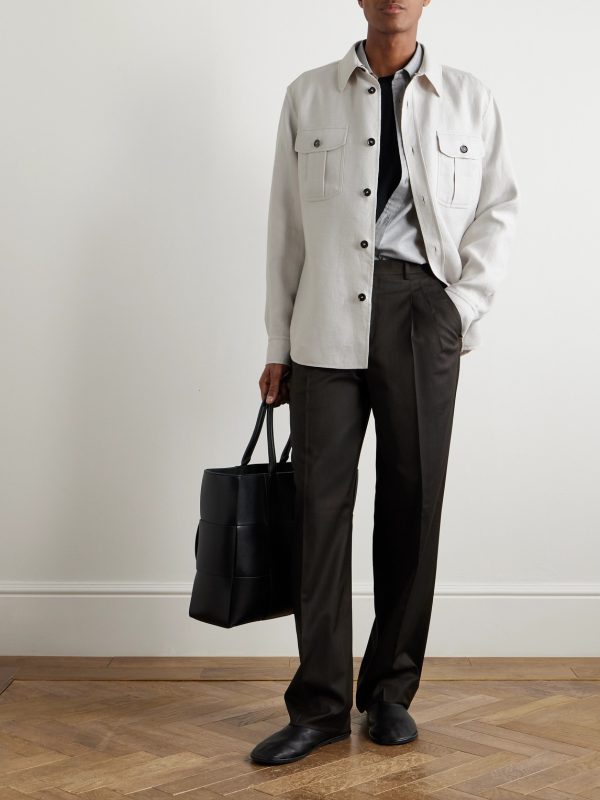 Linen-Blend Twill Overshirt - OU Linen-Blend Twill Overshirt - OU