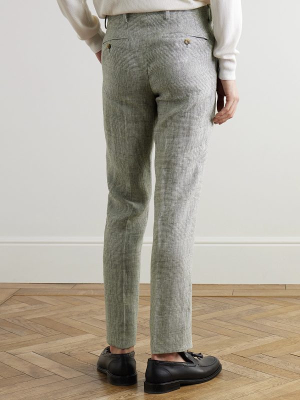Phillip Straight-Leg Prince of Wales Checked Linen Suit Trousers - BK Phillip Straight-Leg Prince of Wales Checked Linen Suit Trousers - BK
