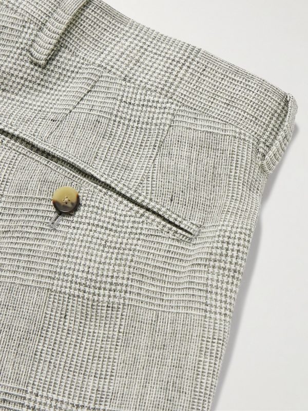 Phillip Straight-Leg Prince of Wales Checked Linen Suit Trousers - CU Phillip Straight-Leg Prince of Wales Checked Linen Suit Trousers - CU