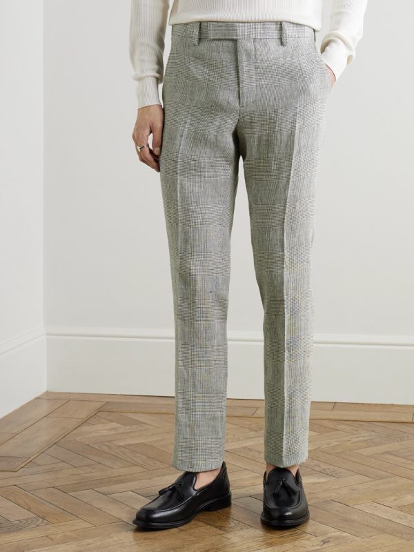 Phillip Straight-Leg Prince of Wales Checked Linen Suit Trousers - FR Phillip Straight-Leg Prince of Wales Checked Linen Suit Trousers - FR