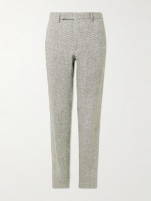 Phillip Straight-Leg Prince of Wales Checked Linen Suit Trousers Phillip Straight-Leg Prince of Wales Checked Linen Suit Trousers