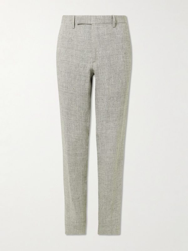 Phillip Straight-Leg Prince of Wales Checked Linen Suit Trousers Phillip Straight-Leg Prince of Wales Checked Linen Suit Trousers