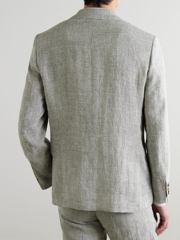 Prince of Wales Checked Linen Suit Jacket - BK Prince of Wales Checked Linen Suit Jacket - BK