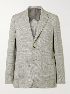 Prince of Wales Checked Linen Suit Jacket Prince of Wales Checked Linen Suit Jacket