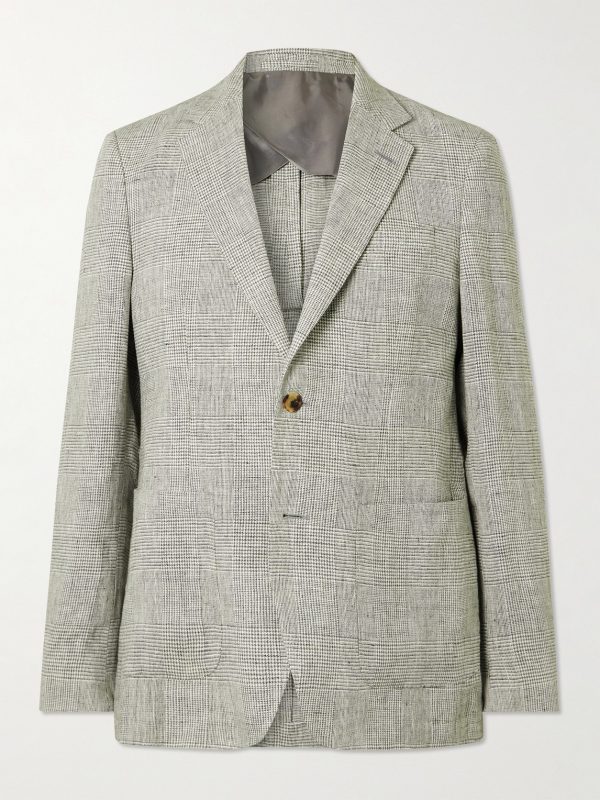 Prince of Wales Checked Linen Suit Jacket Prince of Wales Checked Linen Suit Jacket