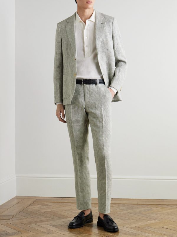 Prince of Wales Checked Linen Suit Jacket - OU Prince of Wales Checked Linen Suit Jacket - OU