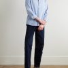 Striped Cotton-Blend Shirt - OU Striped Cotton-Blend Shirt - OU