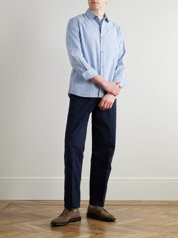 Striped Cotton-Blend Shirt - OU Striped Cotton-Blend Shirt - OU