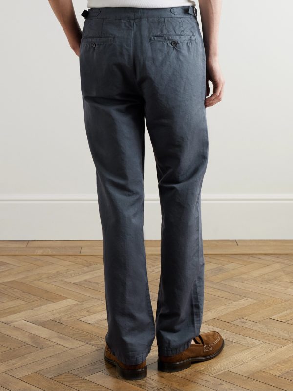 Mike Straight-Leg Organic Cotton and Linen-Blend Twill Trousers - BK Mike Straight-Leg Organic Cotton and Linen-Blend Twill Trousers - BK