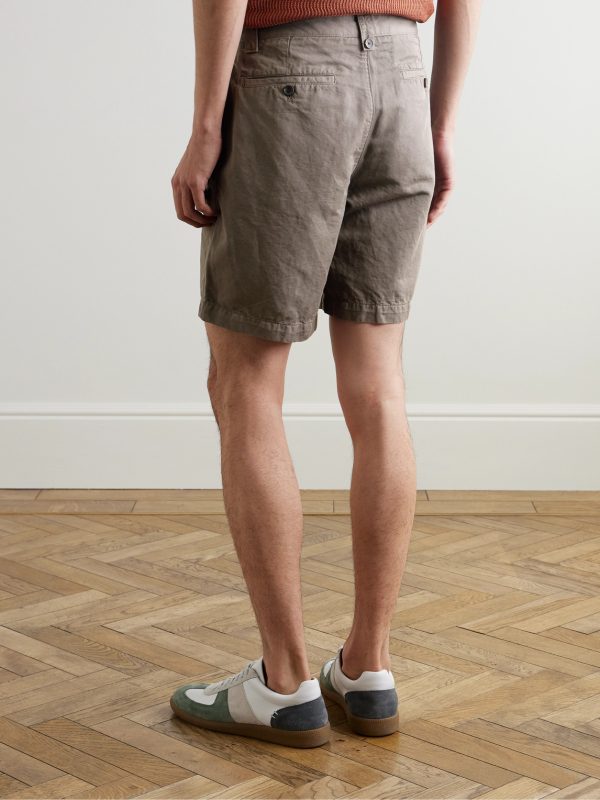 Wide-Leg Organic Cotton and Linen-Blend Bermuda Shorts - BK Wide-Leg Organic Cotton and Linen-Blend Bermuda Shorts - BK