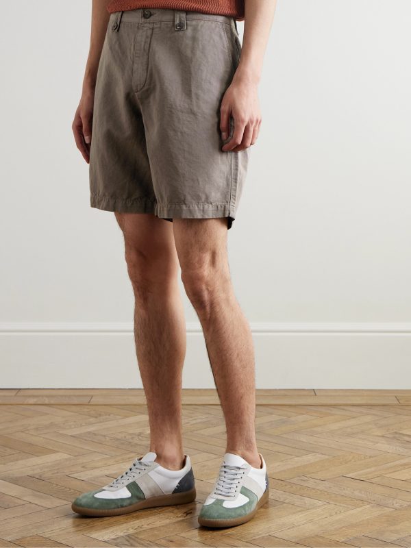 Wide-Leg Organic Cotton and Linen-Blend Bermuda Shorts - FR Wide-Leg Organic Cotton and Linen-Blend Bermuda Shorts - FR