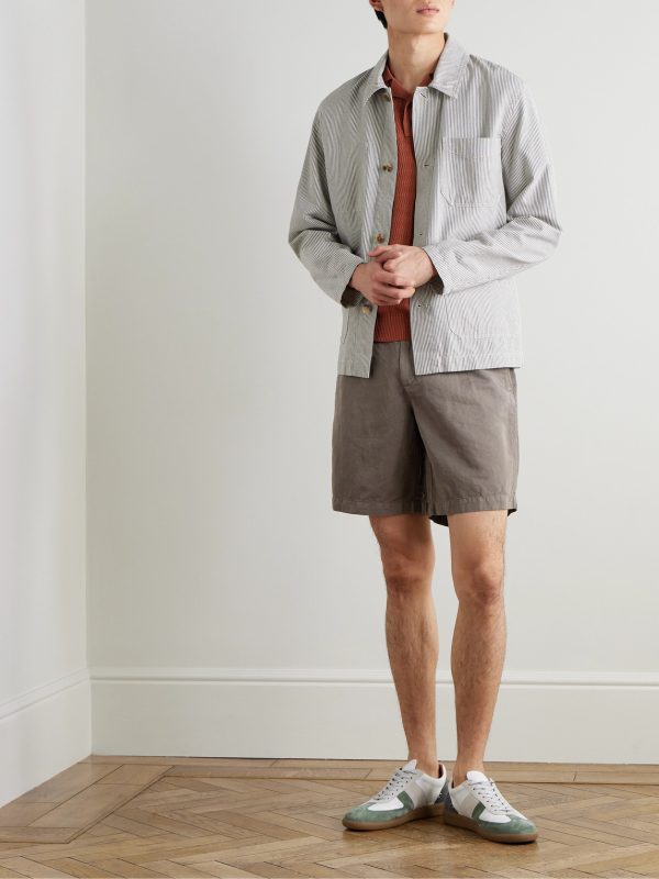 Wide-Leg Organic Cotton and Linen-Blend Bermuda Shorts - OU Wide-Leg Organic Cotton and Linen-Blend Bermuda Shorts - OU