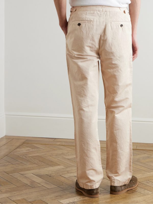 Mike Straight-Leg Organic Cotton and Linen-Blend Twill Trousers - BK Mike Straight-Leg Organic Cotton and Linen-Blend Twill Trousers - BK