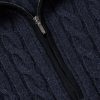 Slim-Fit Suede-Trimmed Cable-Knit Baby Cashmere Half-Zip Sweater - CU Slim-Fit Suede-Trimmed Cable-Knit Baby Cashmere Half-Zip Sweater - CU