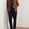 Slim-Fit Suede-Trimmed Cable-Knit Baby Cashmere Half-Zip Sweater - OU Slim-Fit Suede-Trimmed Cable-Knit Baby Cashmere Half-Zip Sweater - OU