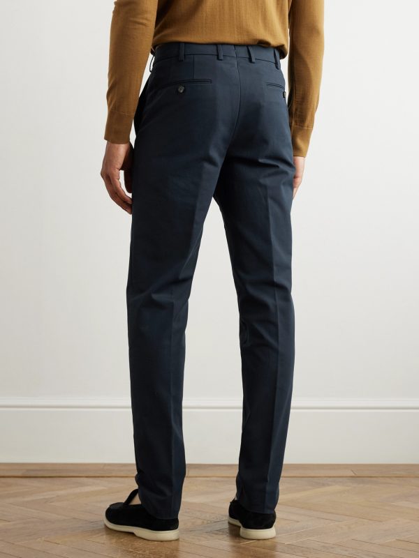Carlo Hyannis Tapered Cotton-Blend Trousers - BK