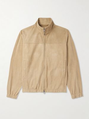 Suede Zip-Up Bomber Jacket