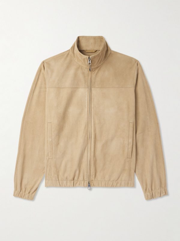 Suede Zip-Up Bomber Jacket