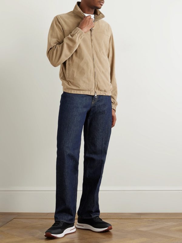 Suede Zip-Up Bomber Jacket - OU