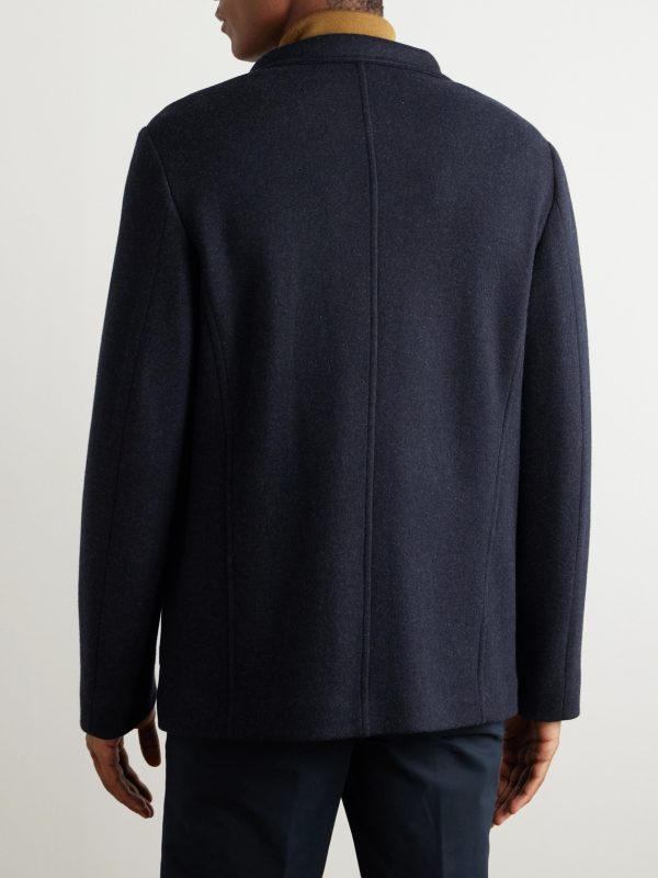 Spagna Nehru-Collar Unstructured Cashmere-Blend Jersey Suit Jacket - BK Spagna Nehru-Collar Unstructured Cashmere-Blend Jersey Suit Jacket - BK