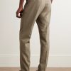 Straight-Leg Pleated Textured-Cotton Trousers - BK Straight-Leg Pleated Textured-Cotton Trousers - BK