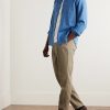 Straight-Leg Pleated Textured-Cotton Trousers - OU Straight-Leg Pleated Textured-Cotton Trousers - OU