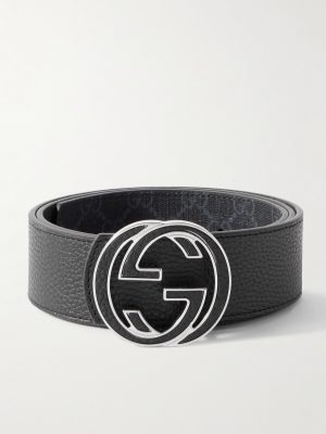 4cm Reversible Monogrammed Coated-Canvas and Leather Belt