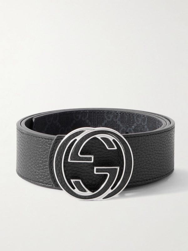 4cm Reversible Monogrammed Coated-Canvas and Leather Belt