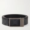 3.5cm Reversible Monogrammed Coated-Canvas and Leather Belt