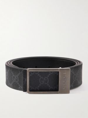 3.5cm Reversible Monogrammed Coated-Canvas and Leather Belt 3.5cm Reversible Monogrammed Coated-Canvas and Leather Belt