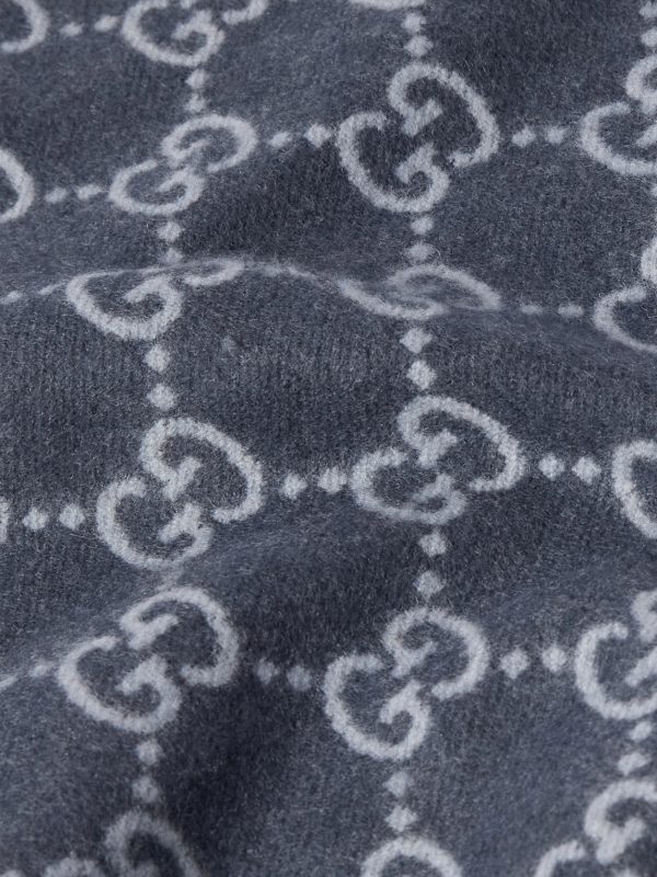Fringed Logo-Jacquard Cashmere Scarf - CU