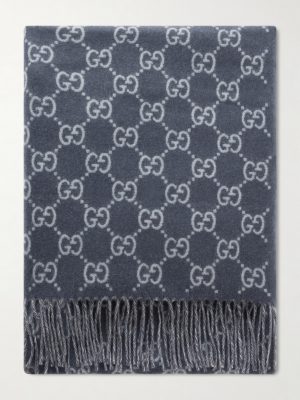 Fringed Logo-Jacquard Cashmere Scarf Fringed Logo-Jacquard Cashmere Scarf