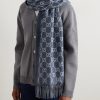 Fringed Logo-Jacquard Cashmere Scarf - OU