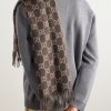 Fringed Logo-Jacquard Cashmere Scarf - OU Fringed Logo-Jacquard Cashmere Scarf - OU