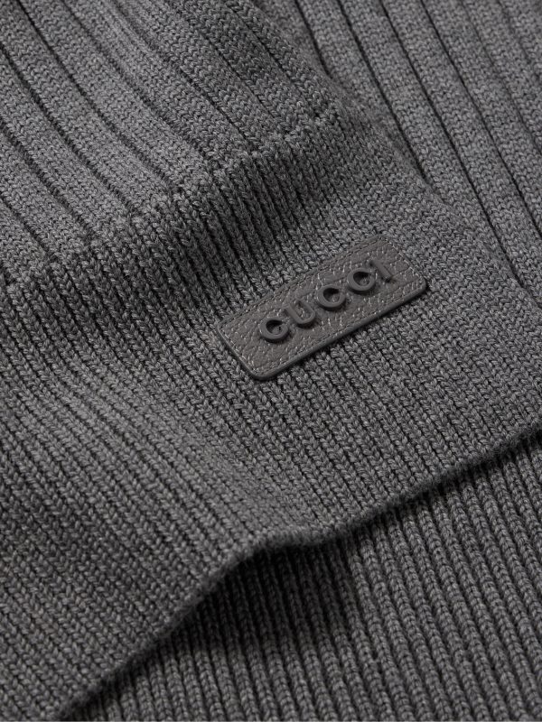 Logo-Appliquéd Ribbed Wool Scarf - CU Logo-Appliquéd Ribbed Wool Scarf - CU