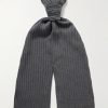 Logo-Appliquéd Ribbed Wool Scarf Logo-Appliquéd Ribbed Wool Scarf