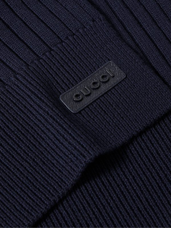 Logo-Appliquéd Ribbed Wool Scarf - CU Logo-Appliquéd Ribbed Wool Scarf - CU